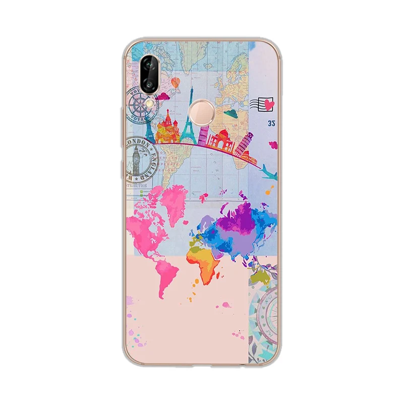 1 Чехлы ciciber для huawei P20 P8 P9 P10 mate 20 10 9 Lite X Pro, мягкая задняя крышка из ТПУ для huawei P Smart, карта мира - Цвет: 1