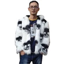 Autumn and winter men's body repair cap imitation fox fur coat men's club personality trend skull coat S-6XL