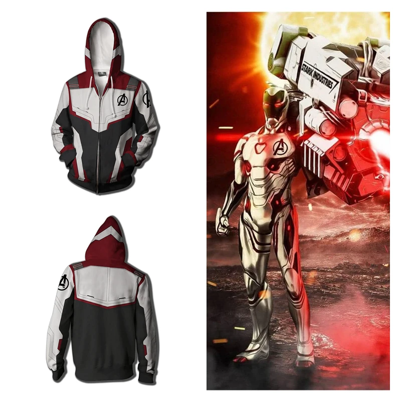 Avengers Endgame Cosplay Costumes Superhero Quantum Realm Costume Women Men Zipper Hoodies Sweater Tops Sweatshirt Jackets Coat