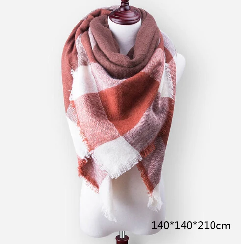 Бренд GROUPJUMP, Модный зимний шарф для женщин, обертывания, треугольный теплый шарф, Клетчатое одеяло, кашемировый женский шарф, женский шарф, Прямая поставка - Цвет: WJ32