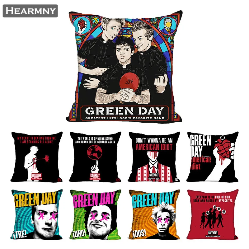 

Green Day Pillow Case For Home Decorative Pillows Cover Invisible Zippered Throw PillowCases 40X40,45X45cm