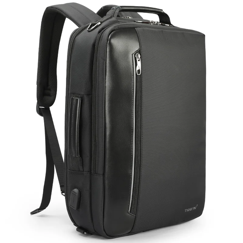 Tigernu портфель водоотталкивающая 4 в 1 Бизнес Рюкзак 15,6 дюймов Для мужчин многофункциональный USB зарядки ноутбука рюкзак мужской моды рюкзак - Цвет: Black