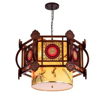 

Chinese style pendant light retro living room solid wood restaurant lighting restaurant led sheepskin pendant lamp wl04261155