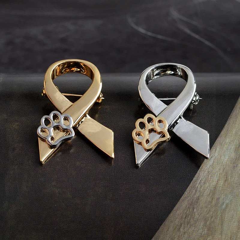 

Love for Paws Brooch Pin Gold Silver Cravat Tie Claw Pin Badge "Stand Against Animal Abuse" Awareness Pin Metal Collar Lapel Pin