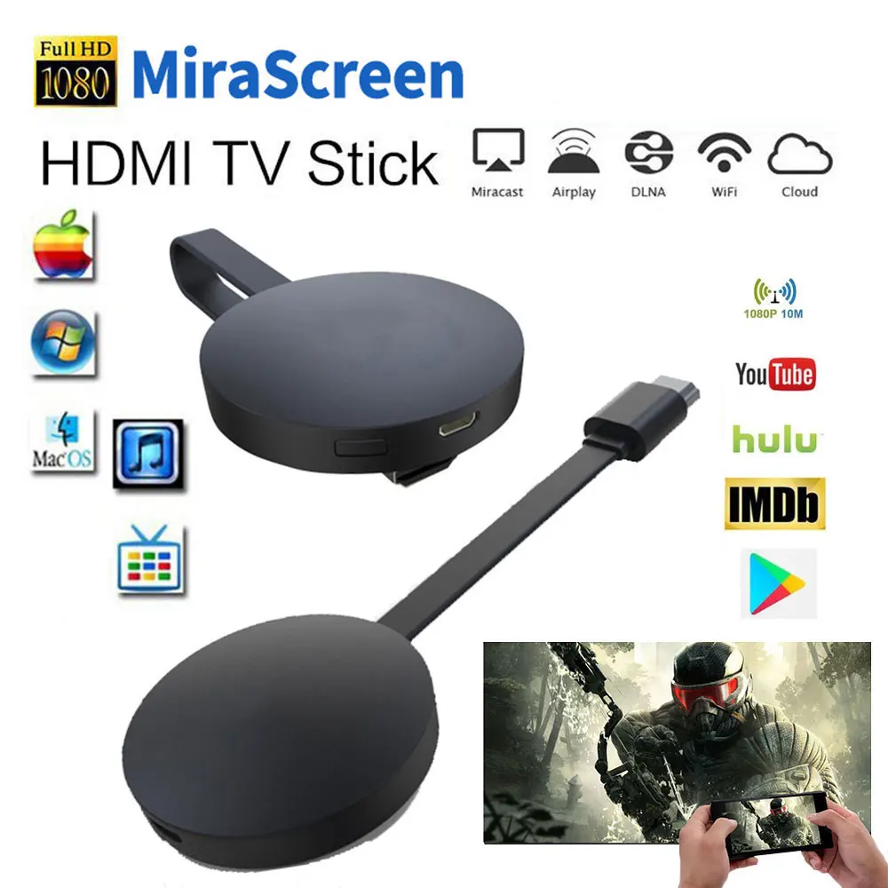 

Miracast Android TV Stick MiraScreen WiFi TV Dongle Receiver 1080P DLNA Airplay Media Streamer Adapter G7 Support Netflix