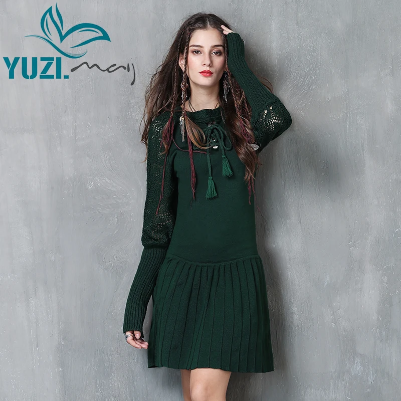 Женское платье в стиле бохо Yuzi.may плиссированное Хлопковое трапециевидной формы