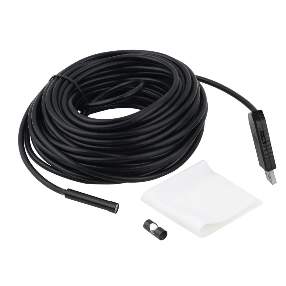 Acheter Hot! Vente 15 m Étanche 6 LED 7mm Objectif USB IP67 Endoscope Endoscope Insprection Tube Caméra Miroir Drop Shipping