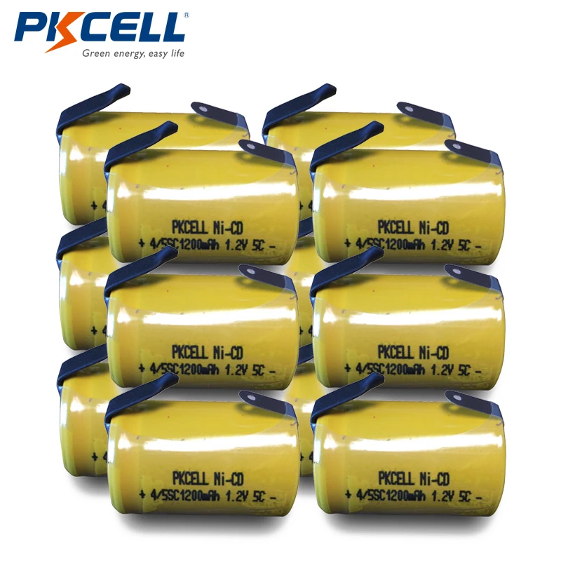 12 шт. PKCELL 4/5 SC batteria 4/5 SubC Батарея Перезаряжаемые Батарея 1,2 В 1200 мАч Ni-Cd 4/5SC батареи