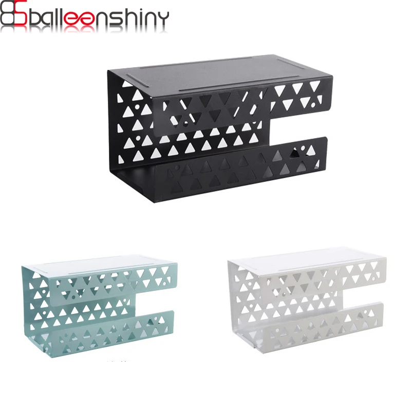 

BalleenShiny Creative Wall-mounted Paper Towel Holder Iron Free Punching Tissue Box Paper Holder Napkin Suction Cup Storage Rack