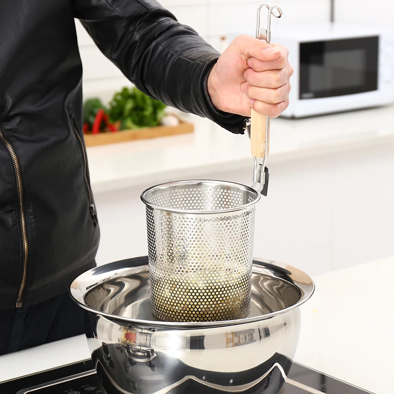 Filter Cage Oil Drainer Stainless Steel Strainer French Fries Dryer Noodles Grid Food Kitchen Utensils Hot Pot Ladle 1pcs | Дом и сад
