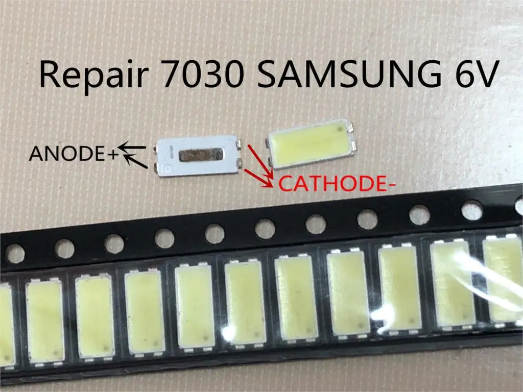 200 шт./лот, для ремонта, samsung tcl, ЖК-телевизор, светодиодный светильник, артикул, лампа SMD, светодиодный s 7030, 6 в, холодный белый светодиод