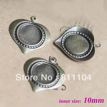 10 мм антикварный бронза Plt медь в форме сердца лоток основы пустой затычка весна кулон шатона подвески настройки своими руками кабины Cabochons