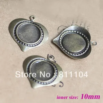 

10mm Antique Bronze Plt Copper Heart Tray Bases Blank Tap Spring Pendant Bezel Charm Settings DIY CABs Cabochons Bulk Wholesale