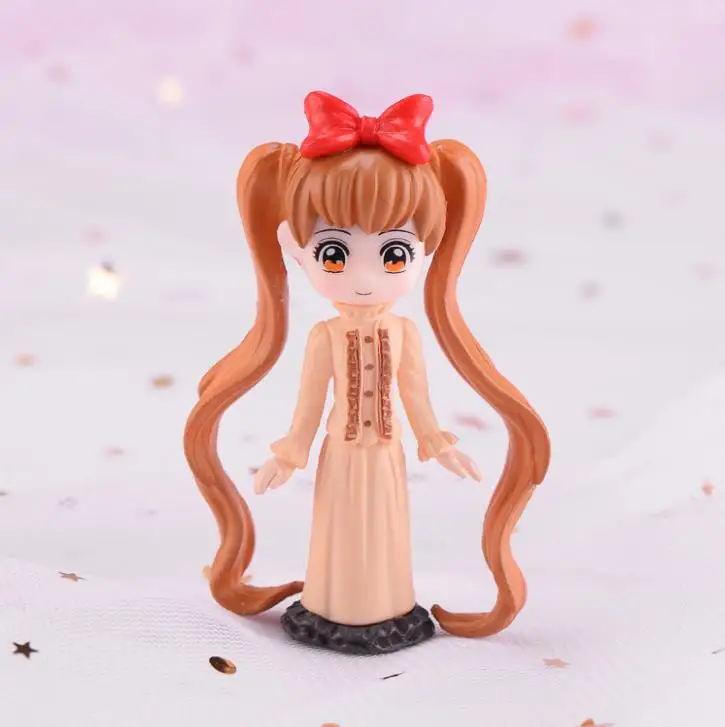1 Pc Kawaii Cartoon Long Hair Beautiful Girl Model Action Figure Toy DIY Resin Craft Ornament Doll Toy-4