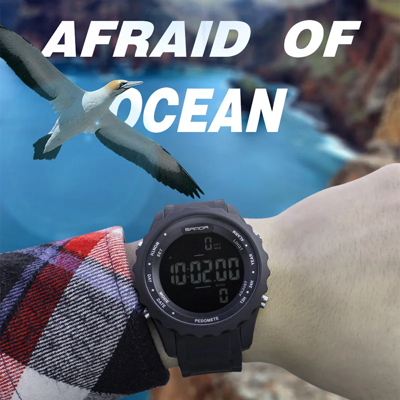 

Sport Watch Men Shockproof Waterproof Watch Ring Hour Display White Digital Watch Step Counter Electronic Watch Women Sportwatch