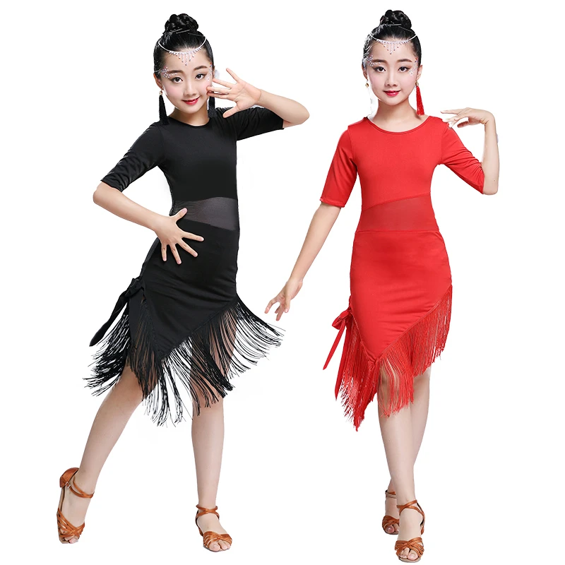 Vestido de baile latino con borlas para niñas, ropa de Salsa, Tango, baile  de salón, trajes de competición, práctica de baile|Latín| - AliExpress