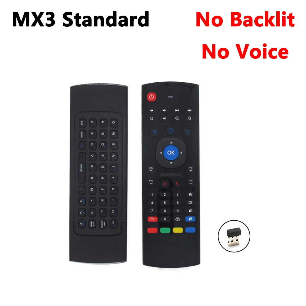 MX3 MX3-L с подсветкой Air mouse T3 умный пульт дистанционного управления 2,4G RF Беспроводная клавиатура для X96 tx3 mini A95X H96 pro Android tv Box - Цвет: EN no backlit no mic