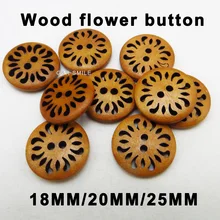 25PCS 18~25MM carving flower painting wooden buttons coat boots sewing clothes accessories garment button MCB-1005