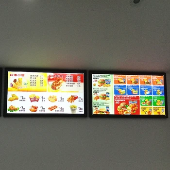 

A1 Size Ultra Slim Wall Mounted Magnetic Black Color Aluminum Frame LED Illuminated Menu Boards for Restaurant(5pcs/lot)