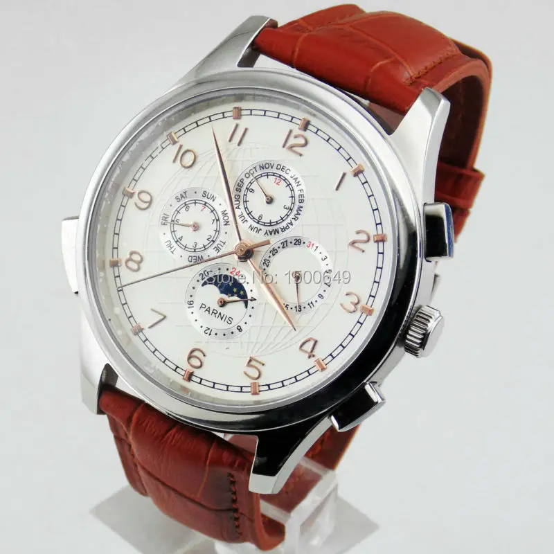 

Parnis 44mm stainless case White Dial mens Automatic WATCH E528