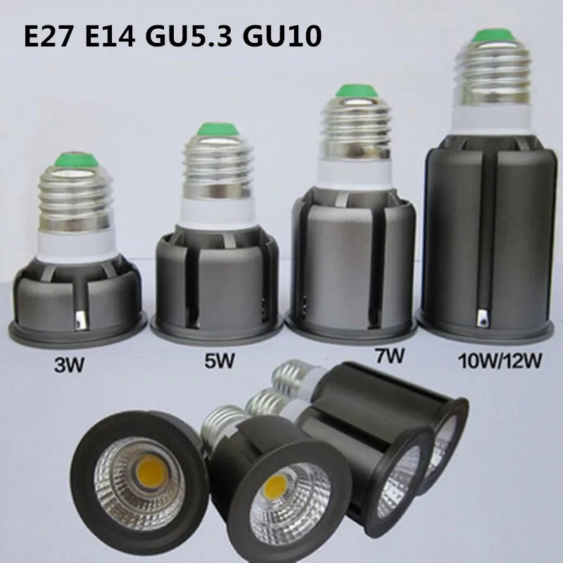 E27 E14 GU10 GU5.3 LED COB прожектор 3 Вт 5 7 10 12 точечная лампа высокой мощности AC85