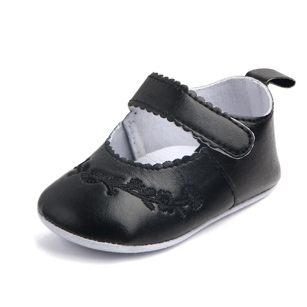 Модная обувь для маленьких девочек; мягкие кроссовки для первых шагов; обувь для девочек с вышивкой; нескользящая обувь на липучке;# Feb 4