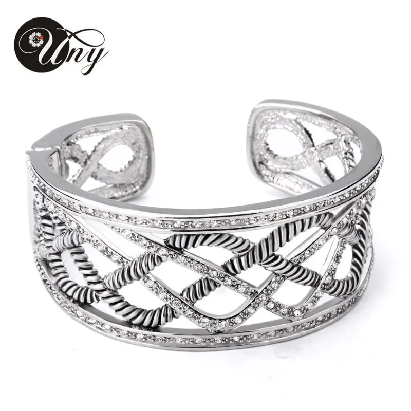 UNY Bracelet Antique Spring Hinge Bangle Twisted Cable Wire Weave