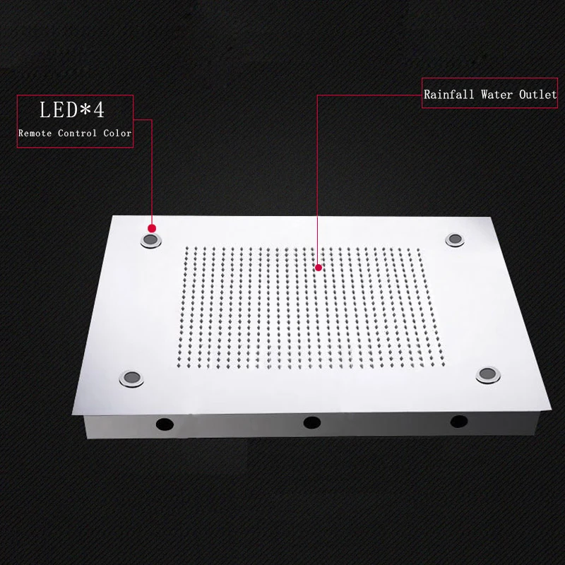 304SUS Rainfall Shower Head Big Bathroom Led Ceiling Embedded Shower Remote Control Color Brushed Showerheads 4 Lights Showers