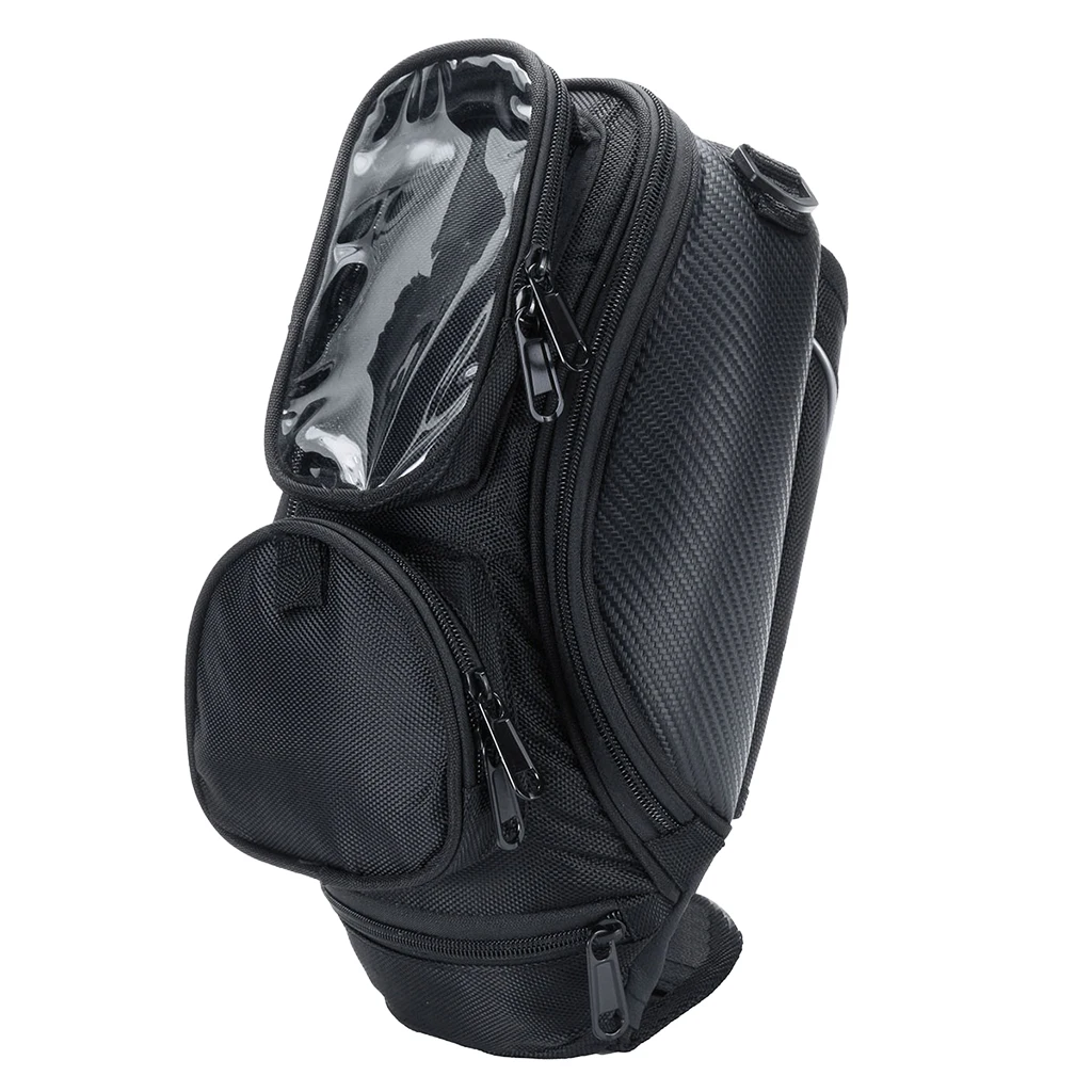 Motorcycle Tank Bag, Water Resistant with Four Magnetic Gas Oil Fuel Tank Bag Black Bigger Window for Short Trip