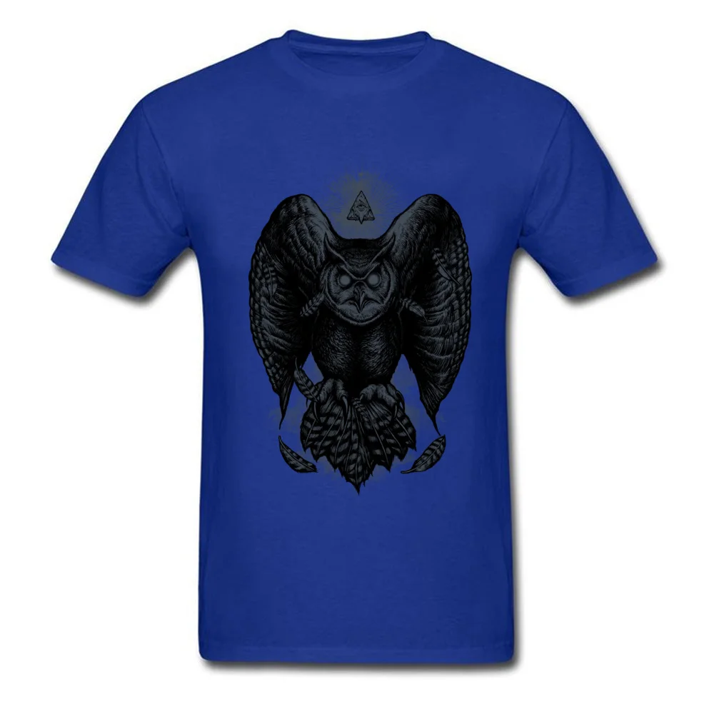 Retro Men Top T-shirts Owl Knight Geek Tops Shirts All Cotton Short Sleeve Printing Top T-shirts Crewneck Top Quality Owl Knight blue