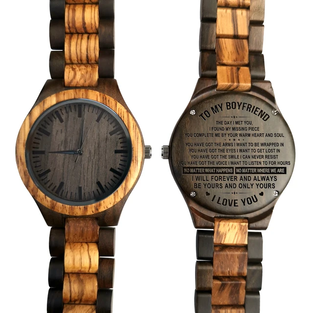 To My Boyfriend The Day I Met You I Found My Missing Piece ENGRAVED WOODEN WATCH To My Boyfriend The Day I Met You I Found My Missing Piece ENGRAVED WOODEN WATCH