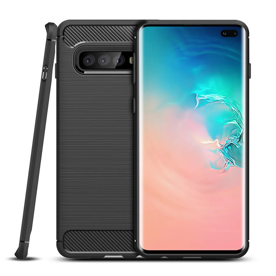 Чехол из углеродного волокна для Samsung Galaxy S10 Plus чехол мягкая задняя крышка ТПУ Lite +