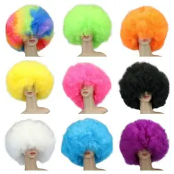 Супер взрыв Крышка головки парики аниме Косплэй для клоун Мода и красочные короткий пушистый в Хэллоуин Карнавальный Вечерние