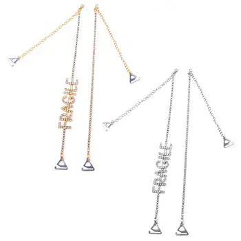 

Womens Metallic Decorative Bra Straps Luxury Glitter Rhinestone Alphabet Letters Shoulder Chain Detachable Adjustable With Hooks