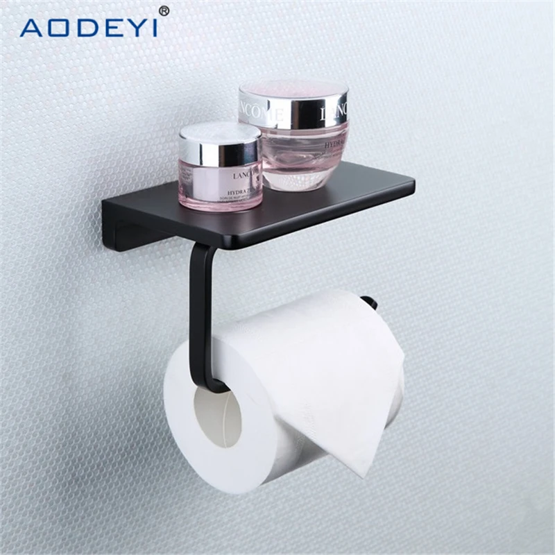 Brass Matte Black Paper Holder Multifunction Bathroom Shelves Single