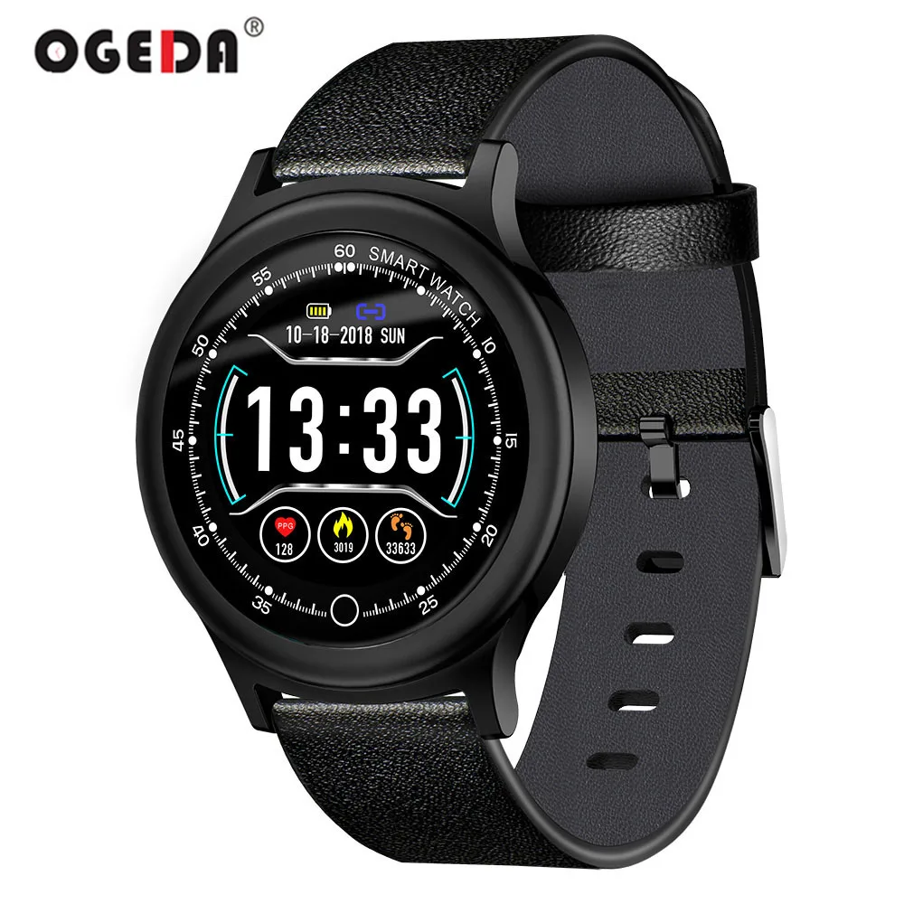 

2019 OGEDA watch men smart sport Fitness Tracker IP68 waterproof Bluetooth heart rate Blood pressure Monitoring for Android IOS