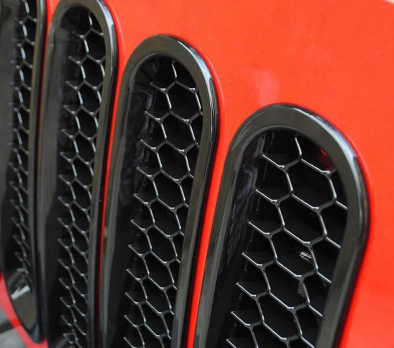 2016 Latest Design Black Honeycomb Trim Grill Grille Cover Insert Mesh Frame for Jeep Wrangler JK & Unlimited 2007-2016 - 7 Pieces Kit (Honeycomb Versi