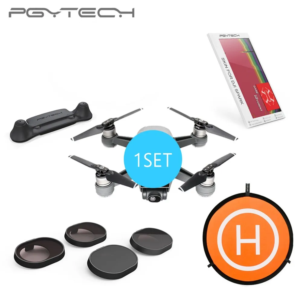 

PGYTECH 1 set Landing Pad 75 cm & Lens Filter 4pcs/set & Remote Control Guard &Skin colorful Set For DJI Spark