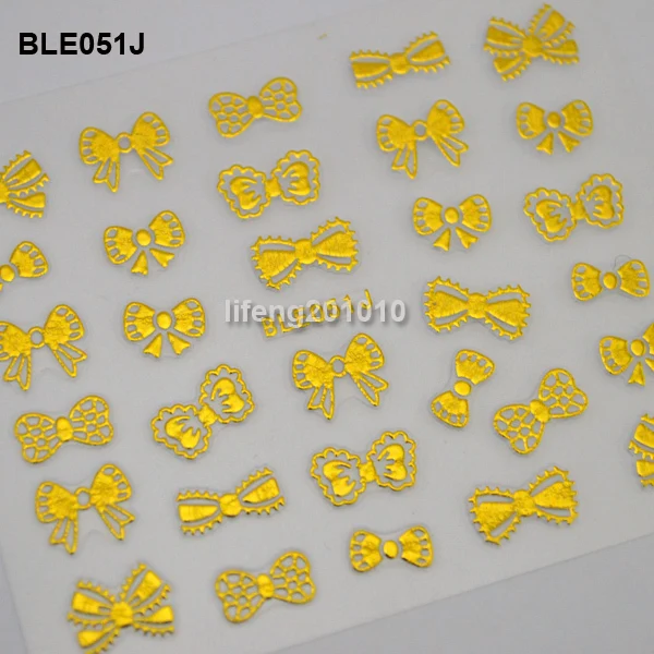 

10PCS Mixe styles Gold 3D Nail Art Stickers Nail Decoration Decals Bow Butterfly Cat Snowflake Heart Star Spider Design