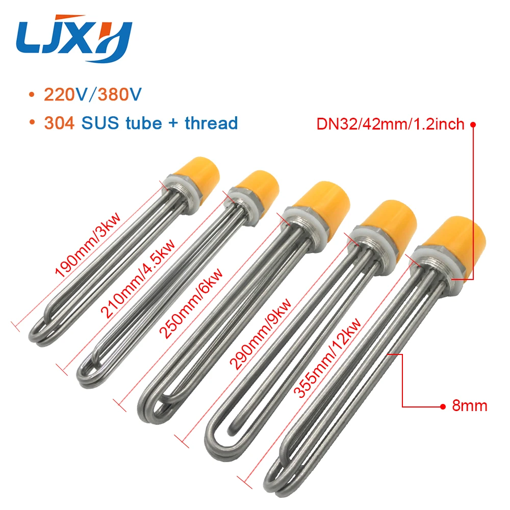 LJXH DN32 электрический нагревательный элемент ПОГРУЖНОЙ 220 В/380 В нагреватель 304 из нержавеющей стали 1," бойлер водонагреватель