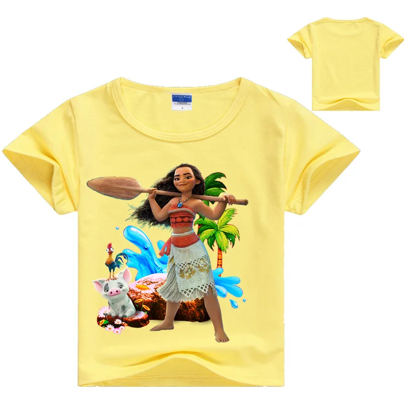 

Summer 100% Cotton Kids Girls Moana Print T-shirts Short Sleeved Casual Baby Girls Cartoon Tops Tees Shirts Clothes DS9