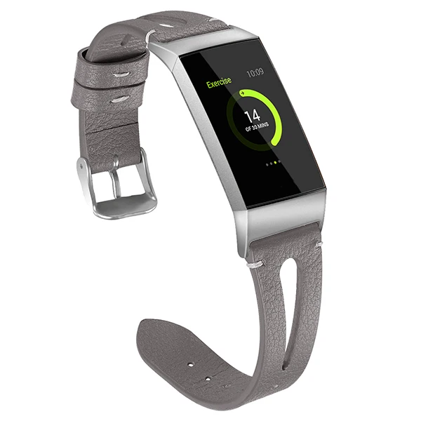 Odog, кожаный ремешок, ремешок для часов, браслет для Fitbit Charge 3, фитнес-ремешок, ремешок для часов, наручные часы, размер L, S - Цвет: Grey