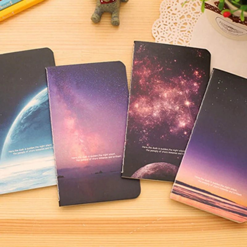 

Space Starry Sky Night Sky Series Cover Mini Portable Notebook Notepad Creative Thin Beautiful Diary Book Students Gift Random
