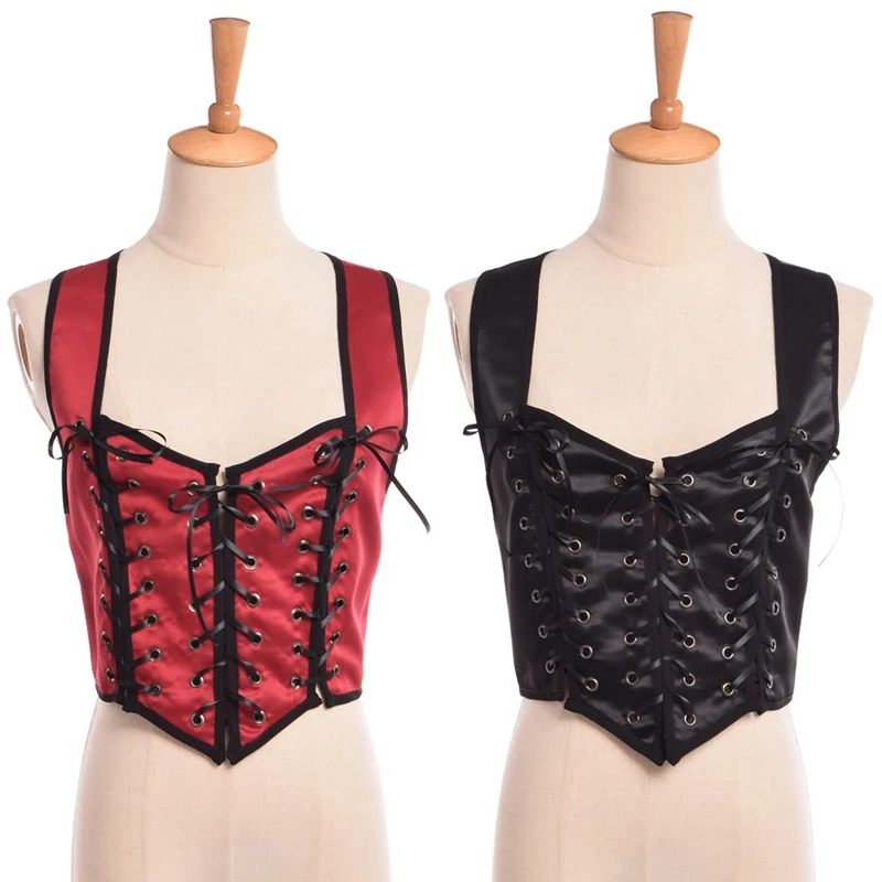 

Vintage Women Medieval Corset Vest Double-Side Reversible Wench Bodice