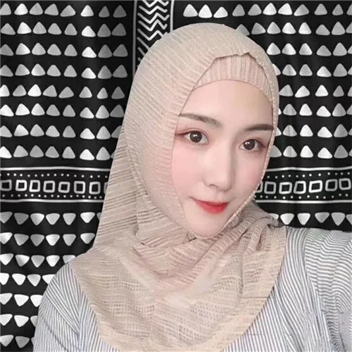 2 Pieces Amira Hijab Womens Muslim Hijab Islamic Scarf Shining Scarf Breathable Summer#YS659 - Цвет: Khaki