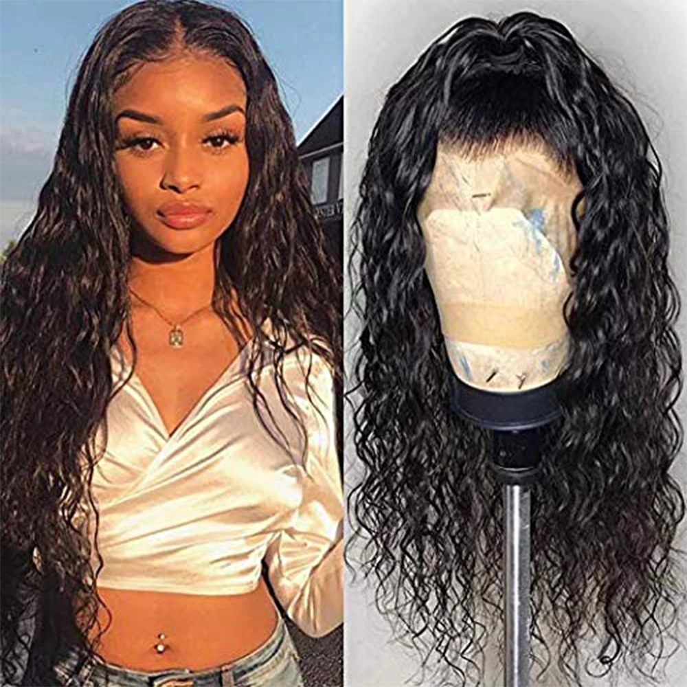 

13x6 Deep Part Lace Front Wigs Human Hair Water Wave Human Hair Wigs with Baby Hair for Women 130% Density Natural Color