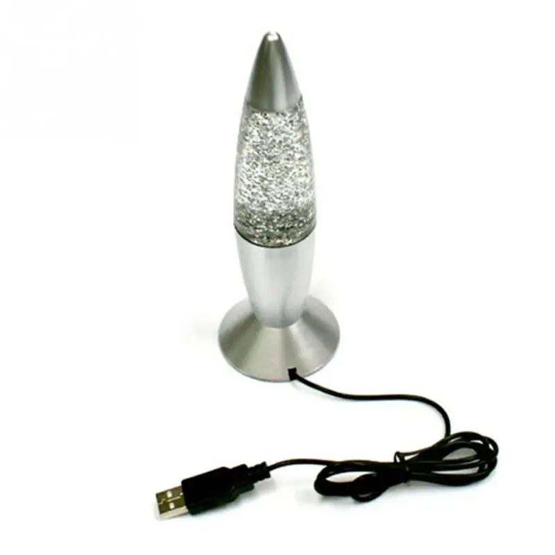 

1Pcs New USB rechargeable RGB Color Changing Glitter Rocket Creative Night Light Lava Lamp for bedroom bedside home decor