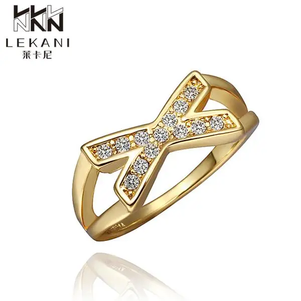 Metallic lustre pure yellow gold colour distinctive 18K Plated Jewelry new ideas geometric zircon ring R383 | Украшения и