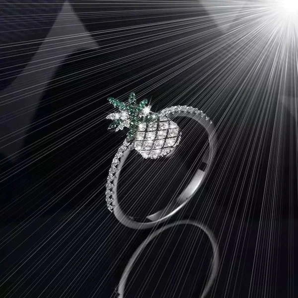 Милое серебряное кольцо с цирконом из ананаса для женщин, обручальное кольцо, модное ювелирное изделие, новинка