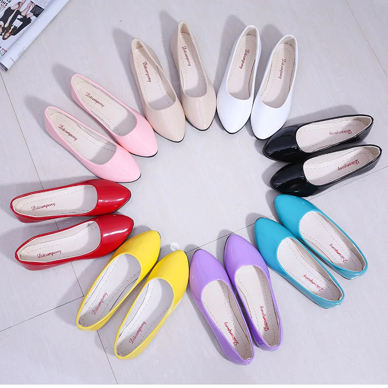

Spring Loafers Women Shoes Multiple Color Ballet Flats Shallow Slip On Solid Pointed Toe Ladies Shoes Plus Size Casual Shoes